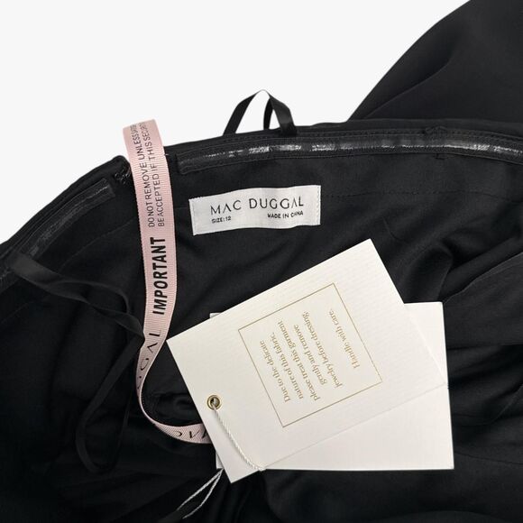 Mac Duggal Designer Women's Strapless Feather Hem High Low Gown in Black Size 12 - Picture 5 of 6